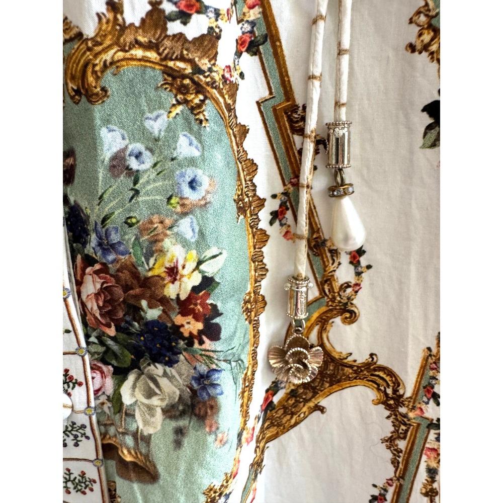 NWT Camilla Dressing Room Drama Tiered Long Shirt Dress White Floral Maxi Sz S M - Picture 4 of 9